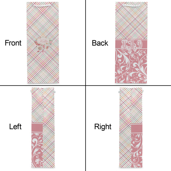 Modern Plaid & Floral Wine Gift Bag - Matte - Approval