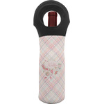 Modern Plaid & Floral Wine Tote Bag (Personalized)
