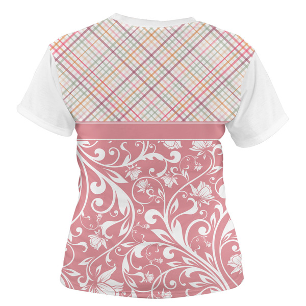 Modern Plaid & Floral Women's T-shirt Back
