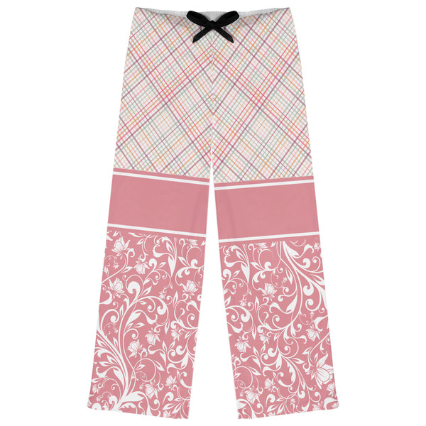 Custom Modern Plaid & Floral Womens Pajama Pants - L