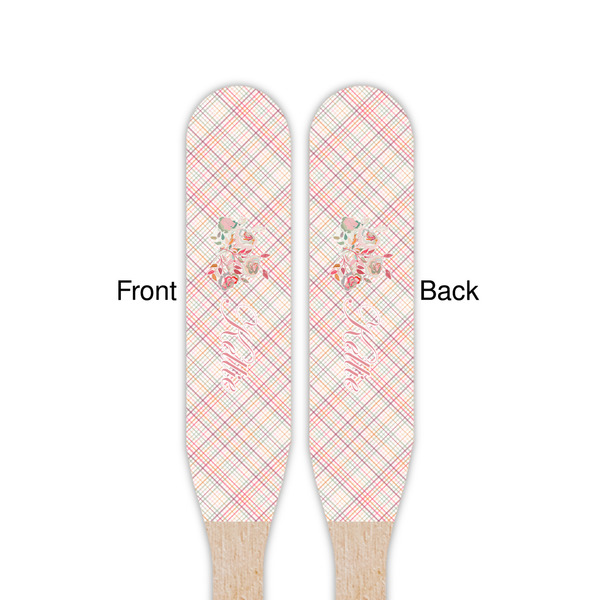 Modern Plaid & Floral Wooden Food Pick - Paddle - Double Sided - Front & Back