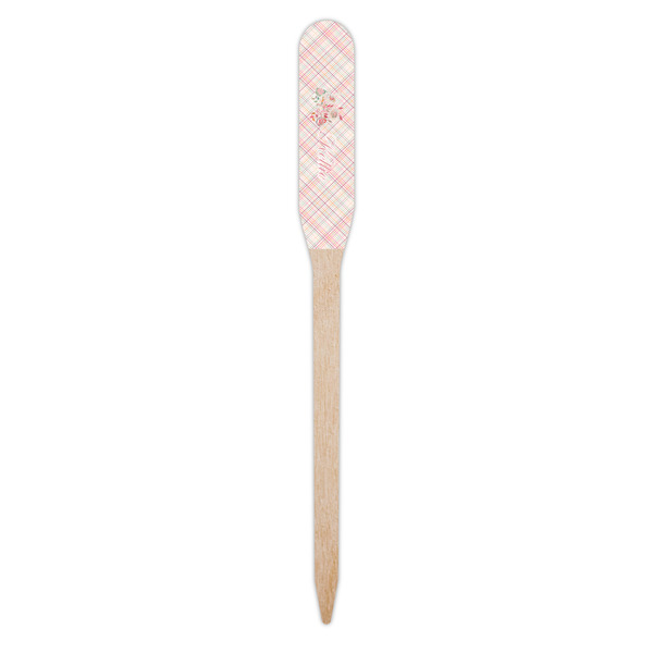 Modern Plaid & Floral Wooden Food Pick - Paddle - Single Pick