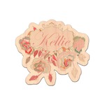 Modern Plaid & Floral Genuine Maple or Cherry Wood Sticker (Personalized)
