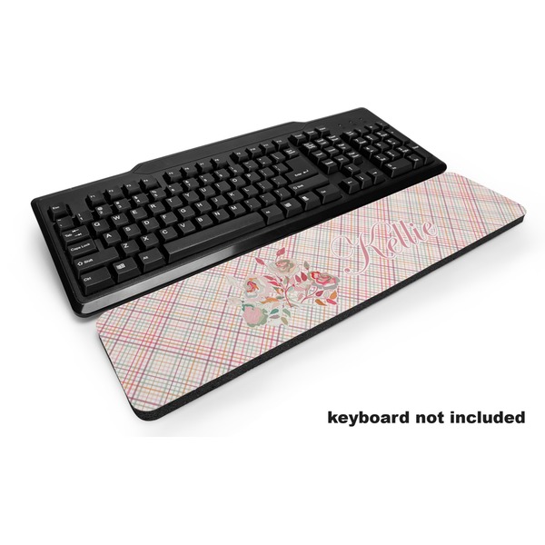 Custom Modern Plaid & Floral Keyboard Wrist Rest (Personalized)