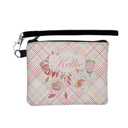 Modern Plaid & Floral Wristlet ID Case w/ Name or Text
