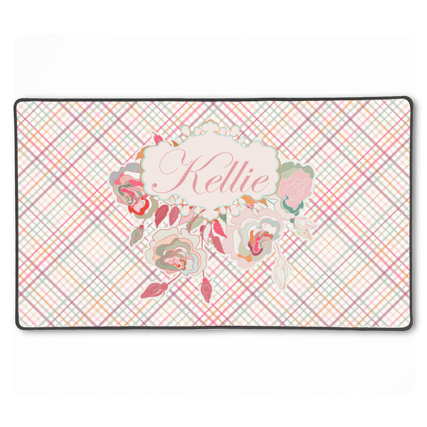 Custom Modern Plaid & Floral XXL Gaming Mouse Pad - 24" x 14" (Personalized)