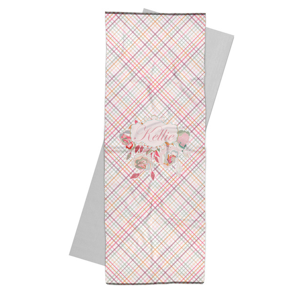 Custom Modern Plaid & Floral Yoga Mat Towel (Personalized)
