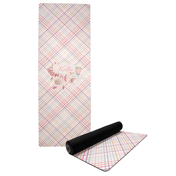 Custom Modern Plaid & Floral Yoga Mat (Personalized)