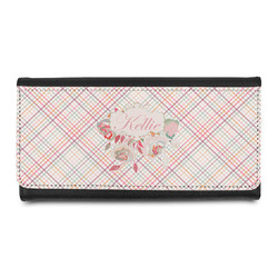 Modern Plaid & Floral Leatherette Ladies Wallet (Personalized)
