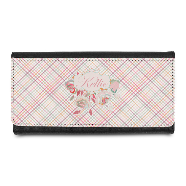 Custom Modern Plaid & Floral Leatherette Ladies Wallet (Personalized)