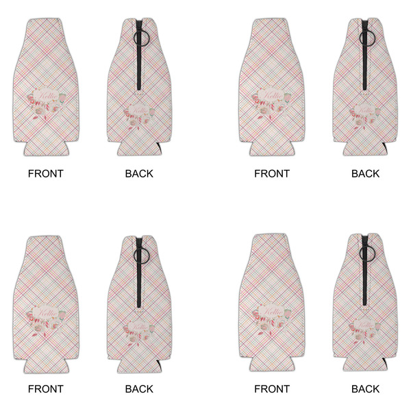 Modern Plaid & Floral Zipper Bottle Cooler - Set of 4 - APPROVAL