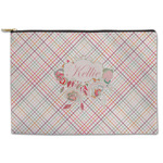 Modern Plaid & Floral Zipper Pouch (Personalized)