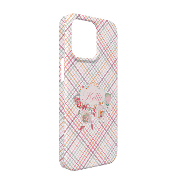 Custom Modern Plaid & Floral iPhone Case - Plastic - iPhone 13 (Personalized)