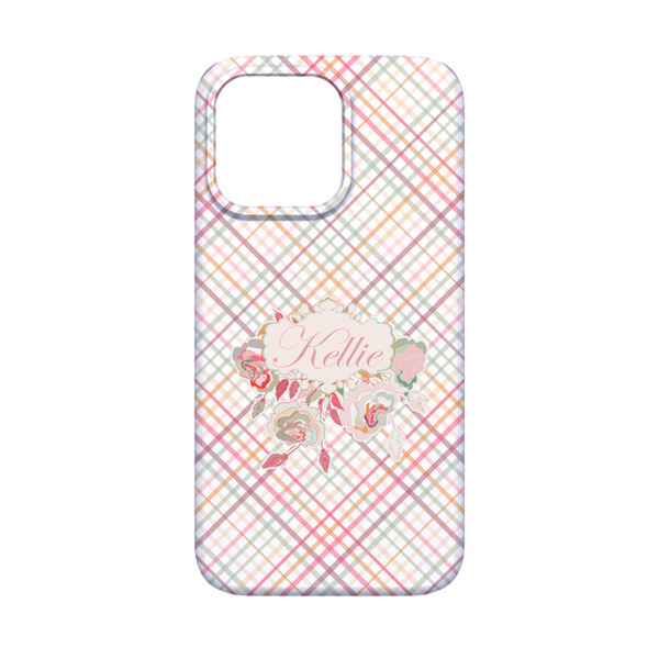 Modern Plaid & Floral iPhone 13 Mini Case - Back
