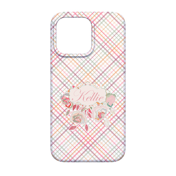 Modern Plaid & Floral iPhone 13 Pro Case - Back