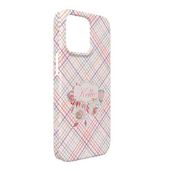 Modern Plaid & Floral iPhone Case - Plastic - iPhone 13 Pro Max (Personalized)