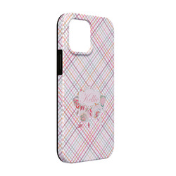 Modern Plaid & Floral iPhone Case - Rubber Lined - iPhone 13 Pro (Personalized)