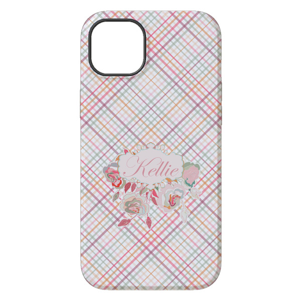 Modern Plaid & Floral iPhone 14 Pro Max Tough Case - Back