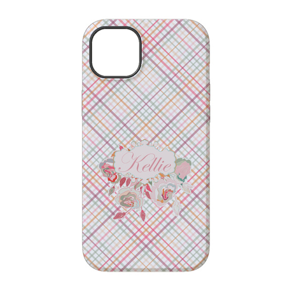 Modern Plaid & Floral iPhone 14 Pro Tough Case - Back