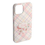 Modern Plaid & Floral iPhone Case - Plastic (Personalized)