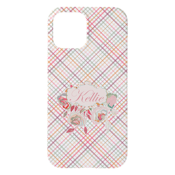 Modern Plaid & Floral iPhone 15 Pro Max Case - Back