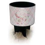 Modern Plaid & Floral Black Beach Spiker Drink Holder (Personalized)