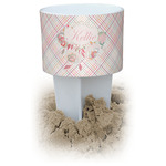 Modern Plaid & Floral White Beach Spiker Drink Holder (Personalized)