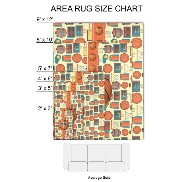 Basketball 2'x3' Indoor Area Rugs - Size Chart