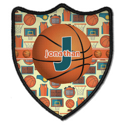 Basketball Iron On Shield Patch B w/ Name or Text