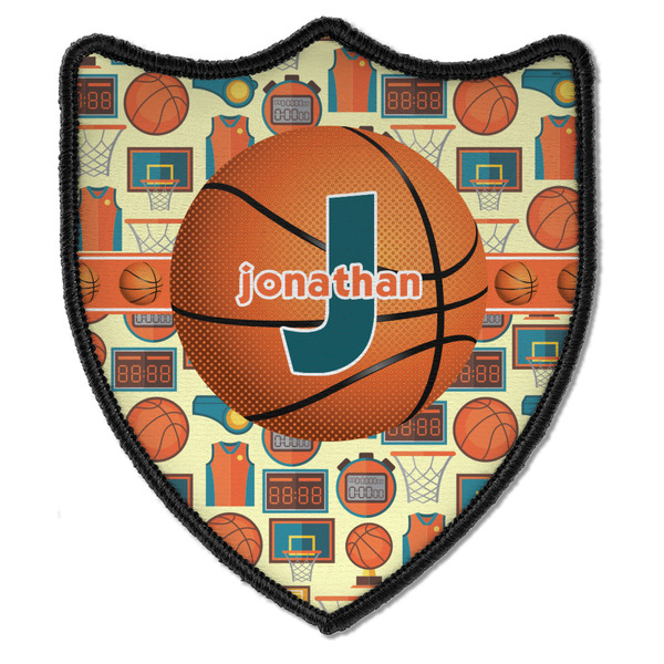 Custom Basketball Iron On Shield Patch B w/ Name or Text