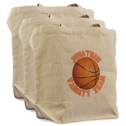 Basketball Reusable Cotton Grocery Bags - Set of 3 (Personalized)