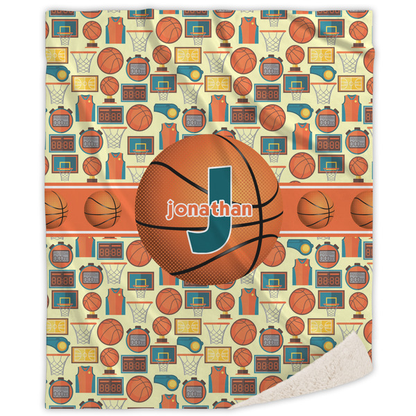 Custom Basketball Sherpa Throw Blanket (Personalized)