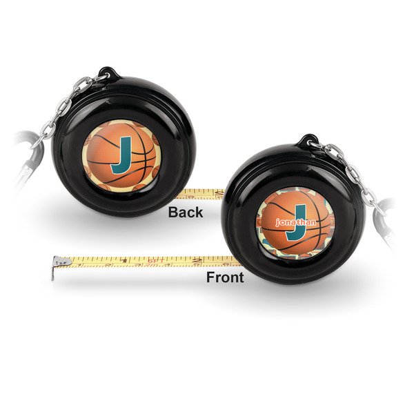 Basketball 6-Ft Pocket Tape Measure with Carabiner Hook - Front and Back