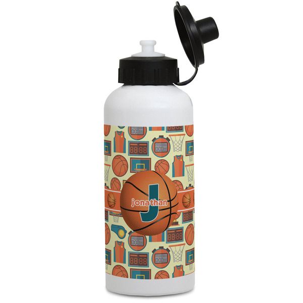 Custom Basketball Water Bottles - Aluminum - 20 oz - White (Personalized)