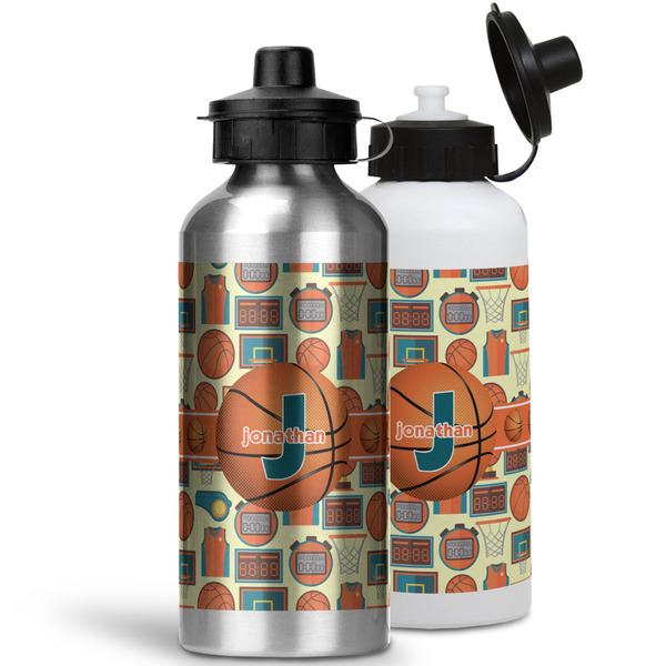 Basketball Aluminum Water Bottles - MAIN (white &silver)