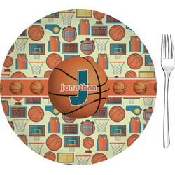 Basketball 8" Glass Appetizer / Dessert Plates - Single or Set (Personalized)
