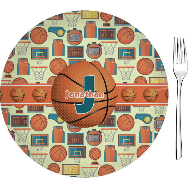 Custom Basketball 8" Glass Appetizer / Dessert Plates - Single or Set (Personalized)