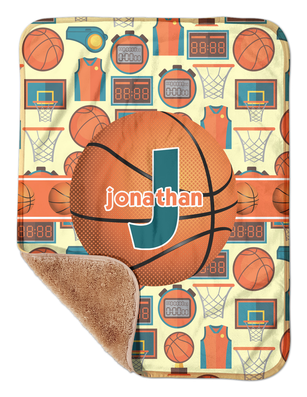 Basketball Sherpa Baby Blanket 30" x 40" (Personalized) YouCustomizeIt