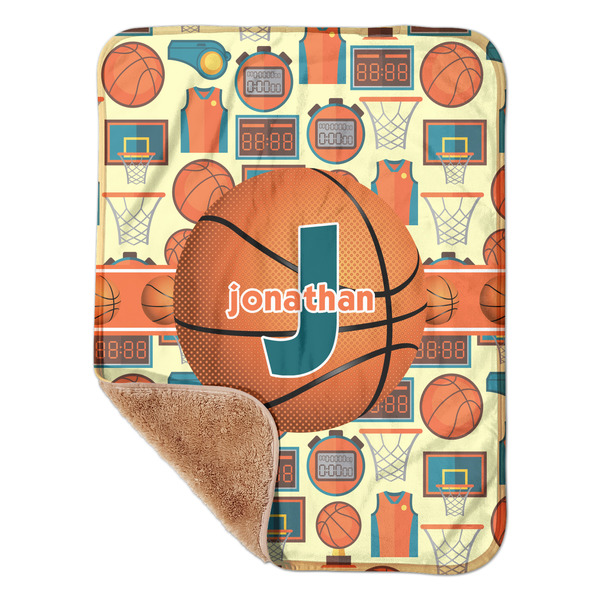 Custom Basketball Sherpa Baby Blanket - 30" x 40" w/ Name or Text