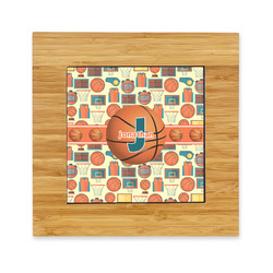 Basketball Bamboo Trivet with Ceramic Tile Insert (Personalized)