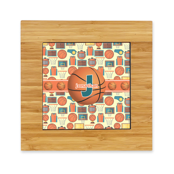 Custom Basketball Bamboo Trivet with Ceramic Tile Insert (Personalized)