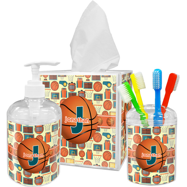 Custom Basketball Acrylic Bathroom Accessories Set w/ Name or Text