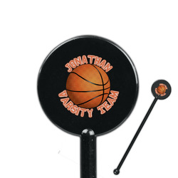 Basketball 5.5" Round Plastic Stir Sticks - Black - Single Sided (Personalized)