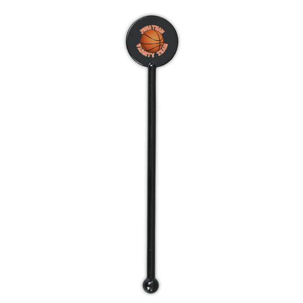 Basketball Black Plastic 5.5" Stir Stick - Round - Single Stick