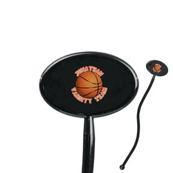 Basketball 7" Oval Plastic Stir Sticks - Black - Single Sided (Personalized)