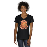 Basketball Women's V-Neck T-Shirt - Black - 3XL (Personalized)