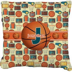 Basketball Faux-Linen Throw Pillow 16" (Personalized)