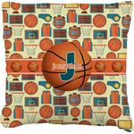 Basketball Faux-Linen Throw Pillow 20" (Personalized)