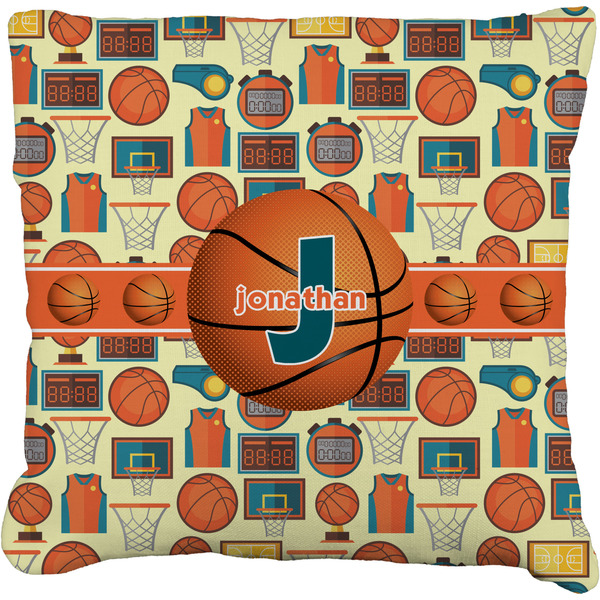 Custom Basketball Faux-Linen Throw Pillow 20" (Personalized)