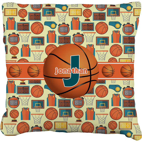 Custom Basketball Faux-Linen Throw Pillow 26" (Personalized)